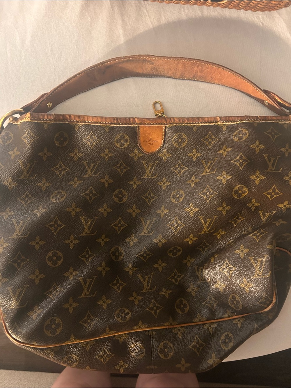 Louis Vuitton Monogram Shoulder Bag in Brown and Gold-Tone